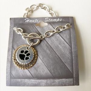 Haute stamps toggle bracelet  clemson tigers paw BR from the heart new